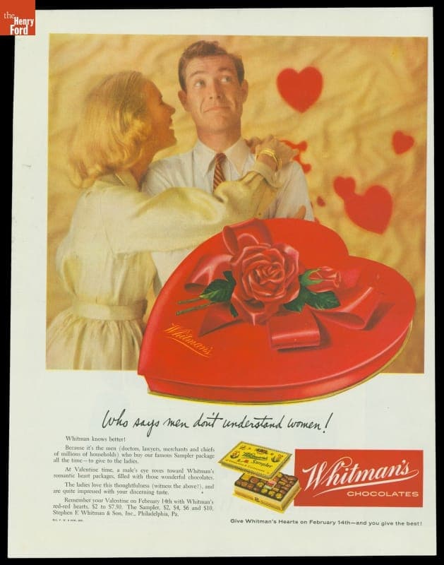 Whitman's Chocolates Advertisement, "Who Says Men Don't Understand Women," 1957
