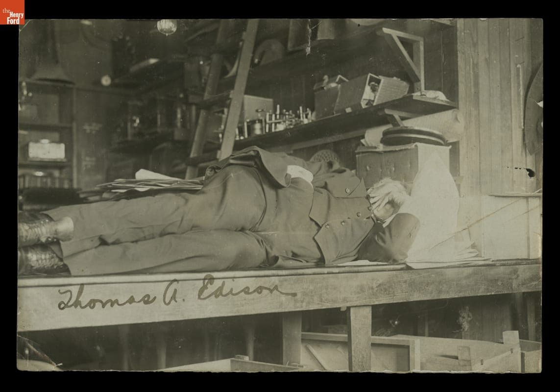 Thomas Edison Napping at His West Orange Laboratory, New Jersey, circa 1924