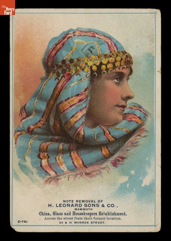 Trade Card for H. Leonard Sons & Company China, Glass and Housekeepers Establishment, 1870-1890