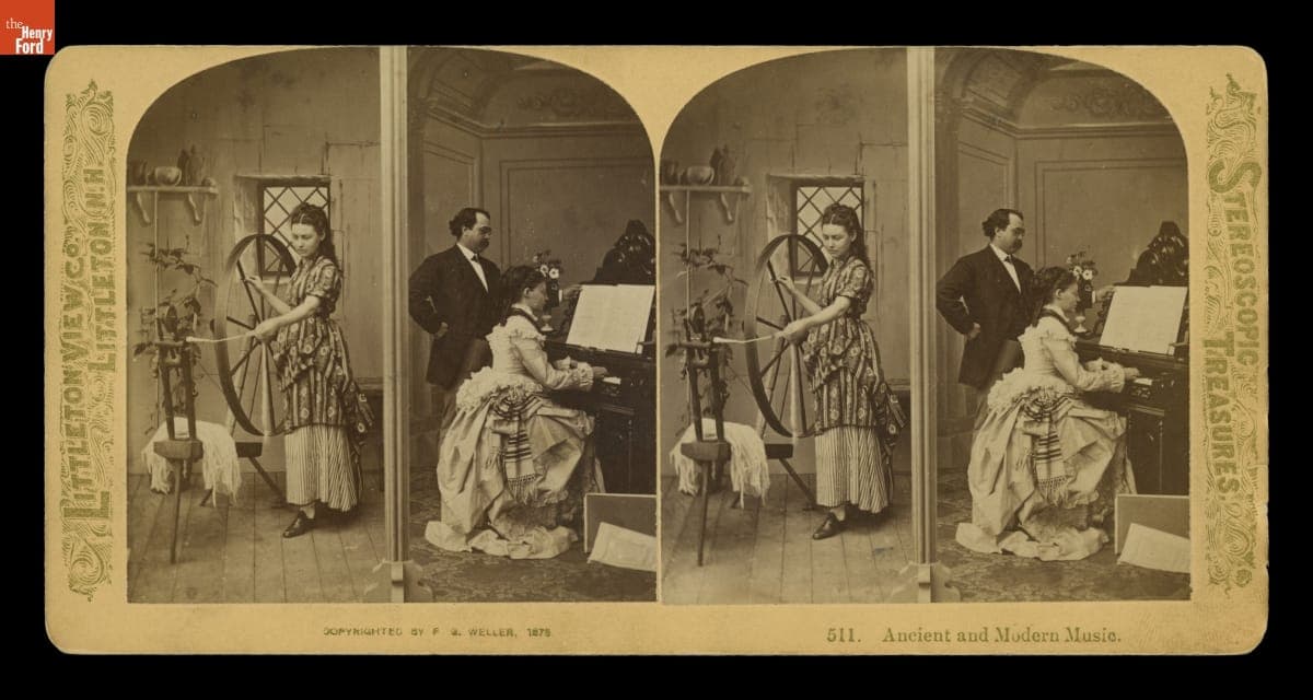 Stereograph, "Ancient and Modern Music," 1875
