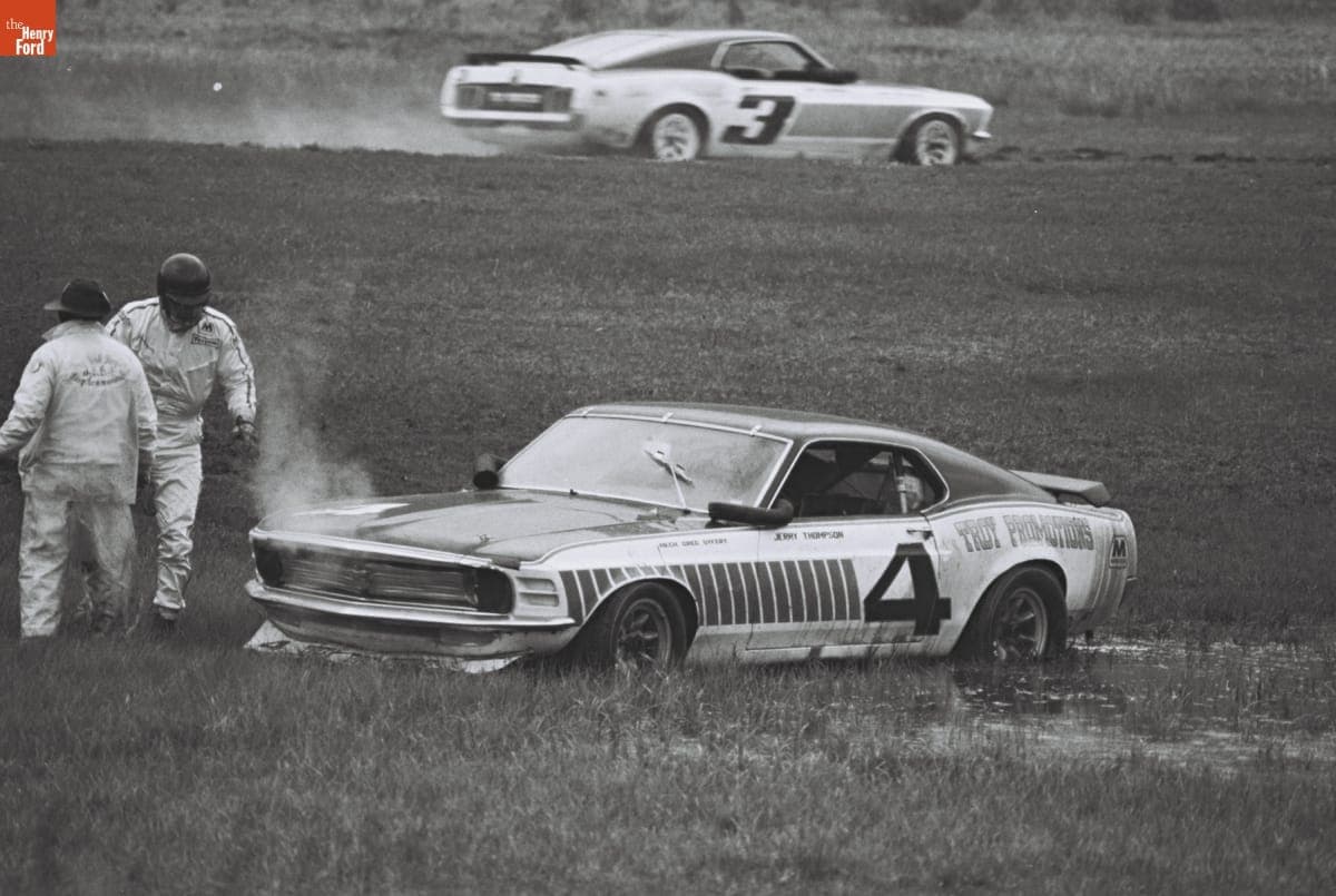 Ford Mustangs in the Lime Rock Trans-Am Race, May 1971