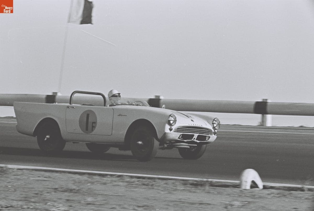 Sunbeam Alpine Driven by Jack Brabham in the Times-Mirror Invitational 3-Hour Enduro Race before the 4th Annual Grand Prix for Sports Cars, Riverside, California, October 1961