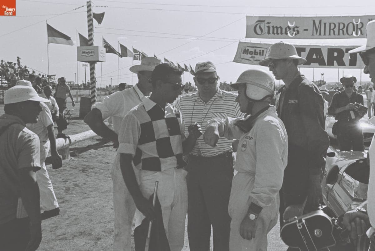 Preparing for the 4th Annual Grand Prix for Sports Cars, Riverside, California, October 1961