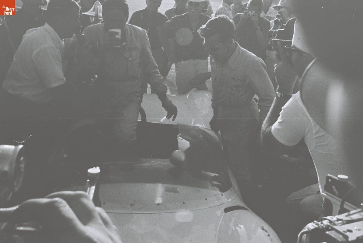 Jack Brabham Celebrating Victory at the 4th Annual Grand Prix for Sports Cars, Riverside, California, October 1961