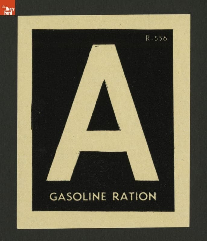 Gasoline Rationing Sticker for Automobiles, Series "A," 1941-1945