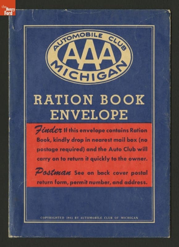 Automobile Club of Michigan Ration Book Wallet, 1943