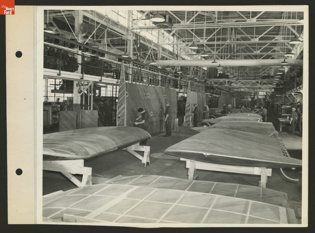 Workers on Assembly Line for Glider Production, Iron Mountain, Michigan, 1942