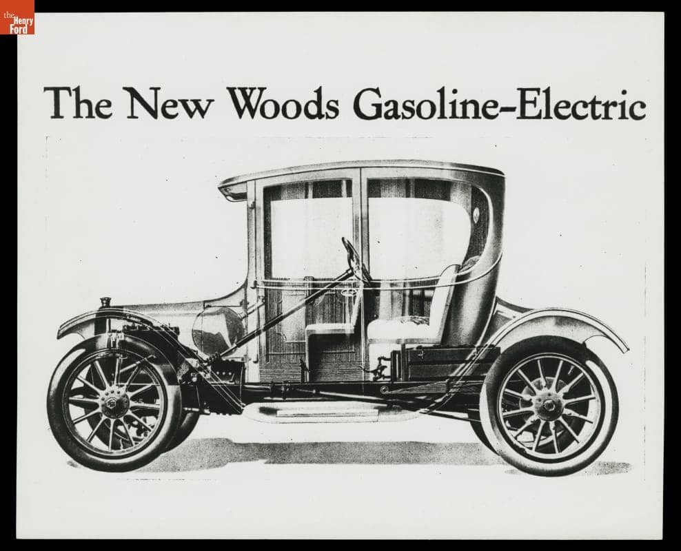 Photograph of Line Drawing "The New Woods Gasoline-Electric Dual Power Automobile," circa 1916
