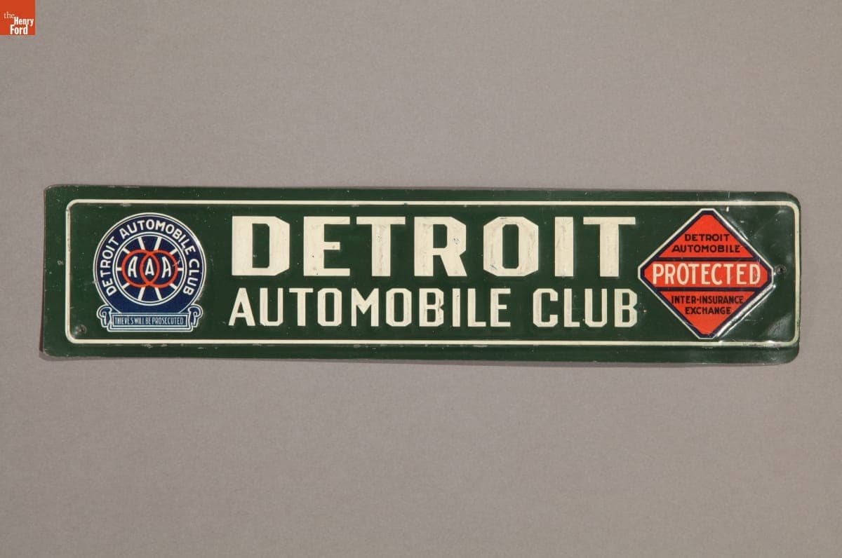 Detroit Automobile Club Sign, 1920-1935