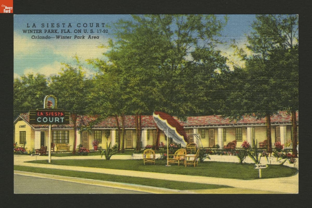 Postcard, La Siesta Court Motel, Winter Park, Florida, 1950