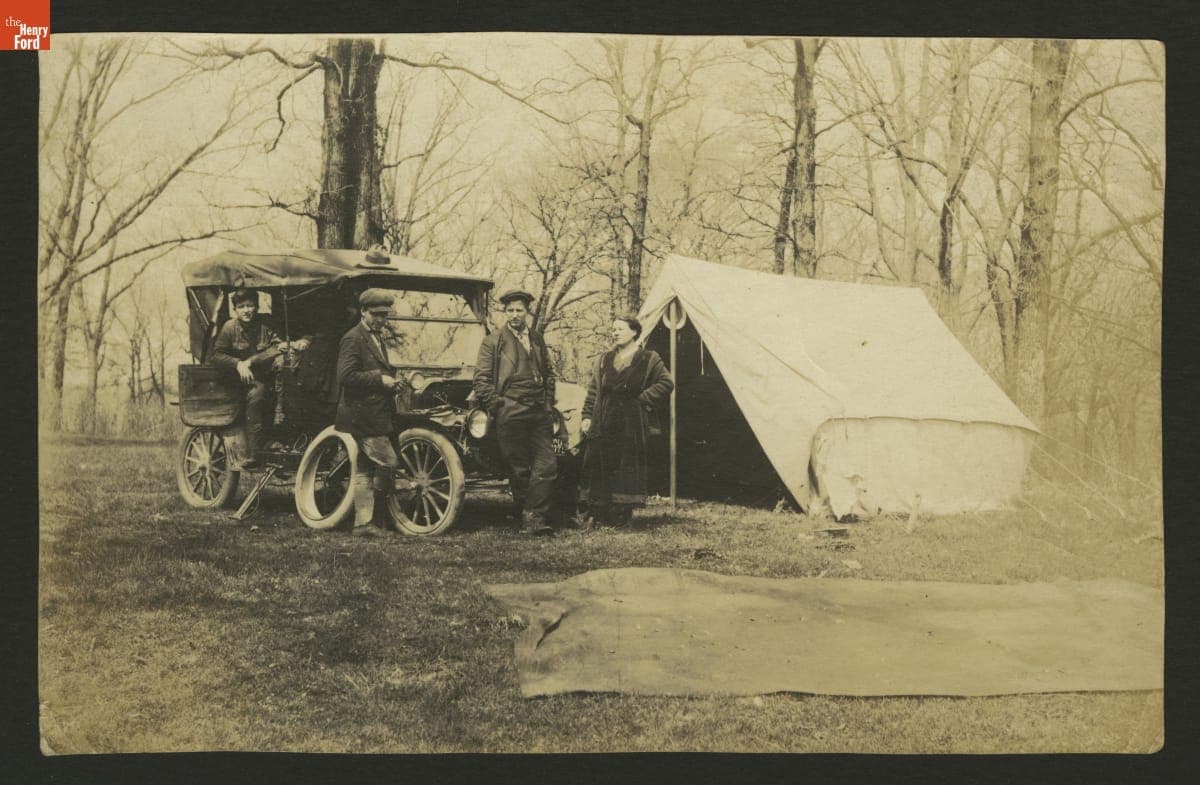 Auto Campers with Ford Model T Touring Car and Tent, Cedar Rapids, Iowa, circa 1919