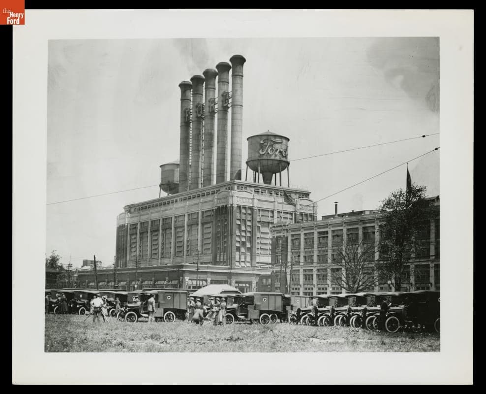 Ford Model T Ambulances outside Ford Highland Park Plant, July 1918