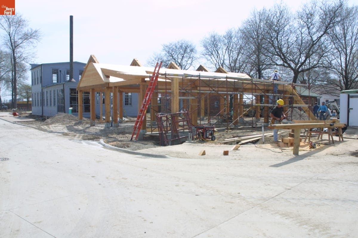 Model T Loading Dock Construction, Greenfield Village Restoration Project, April 2003