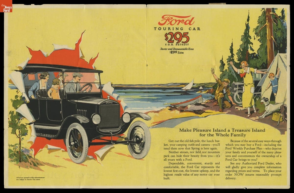 Brochure for the 1924 Ford Model T Car, "Make Pleasure Island a Treasure Island for the Whole Family"
