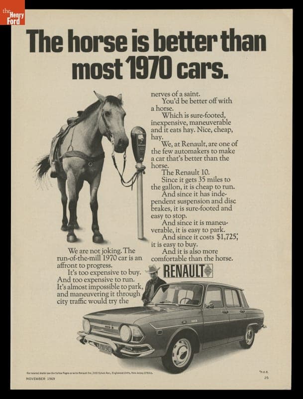 1969 Renault Advertisement, "The Horse is Better than Most 1970 Cars"