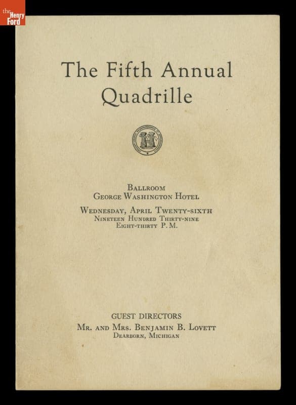 Program, "The Fifth Annual Quadrille," Music by Henry Ford's Old-Time Orchestra, 1939