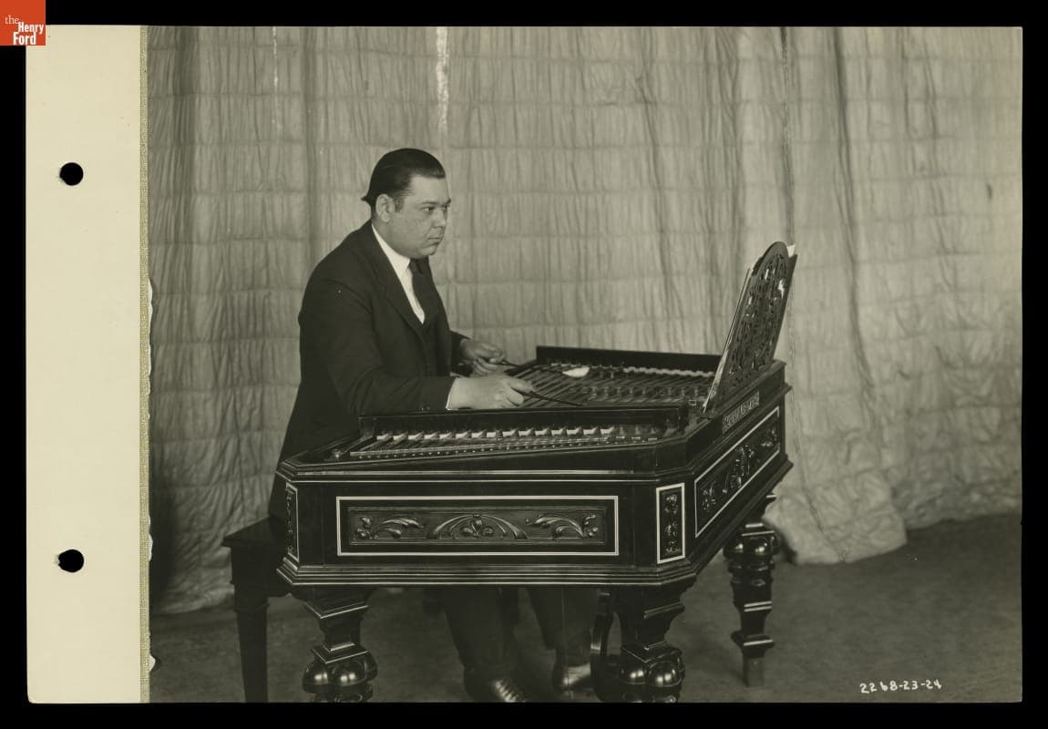 Edmund Berky Playing the Cimbalom during a Ford Radio Station WWI Broadcast, 1924