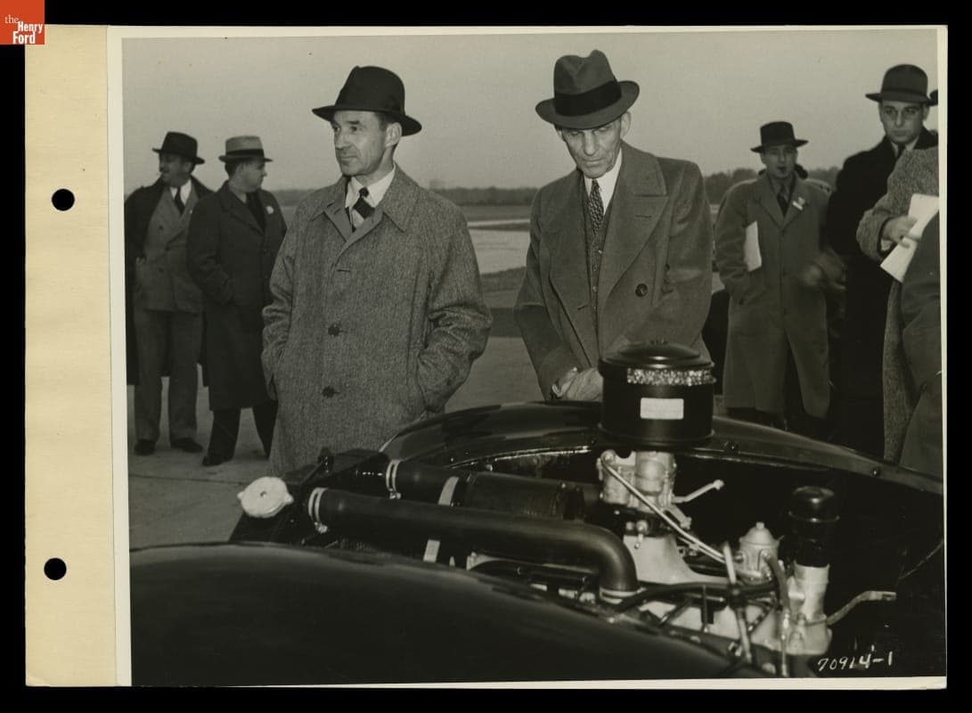 Edsel Ford and Henry Ford at a Preview of 1939 Mercury Cars, Ford Rotunda, 1938