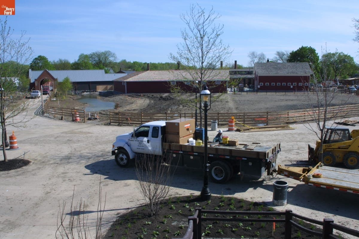 Landscaping, Fencing and Electrical Work during the Greenfield Village Restoration Project, May 2003