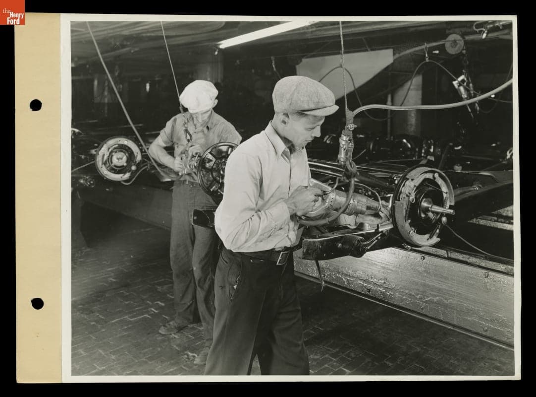 Assembling Brakes on Ford V-8 Automobiles, 1937