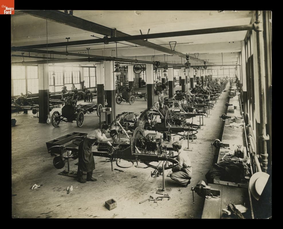 Assembly Room at the Chalmers-Detroit Motor Company, Detroit, Michigan, circa 1910