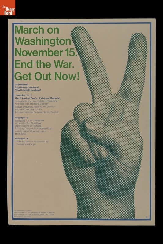 Vietnam War Protest Poster, "March on Washington November 15. End the War. Get Out Now," 1968