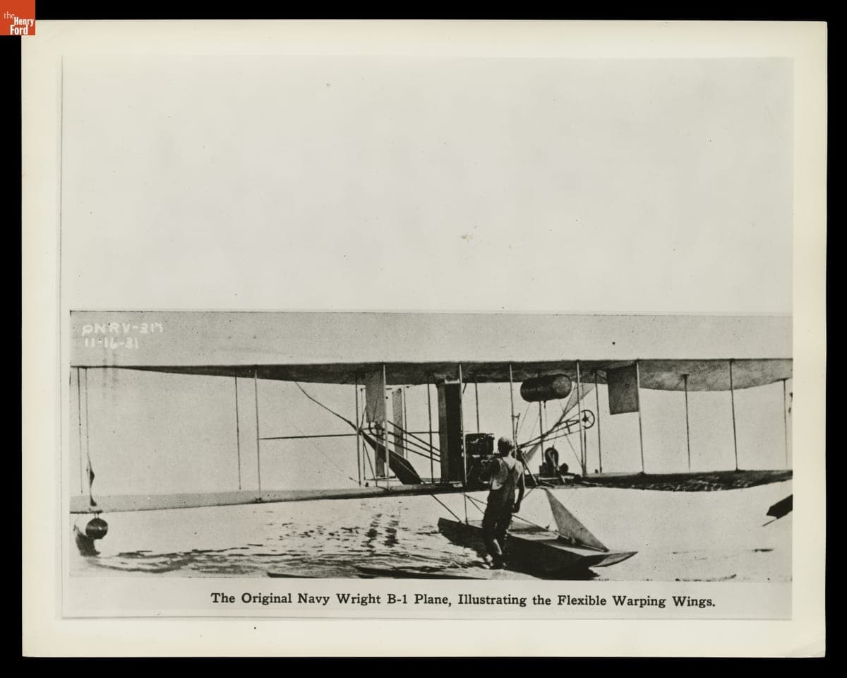 "Original Navy Wright B-1 Plane, Illustrating the Flexible Warping Wings," circa 1912