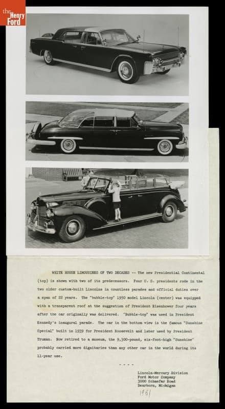 Presidential Limousines over Two Decades, Showing the New 1961 Lincoln Continental