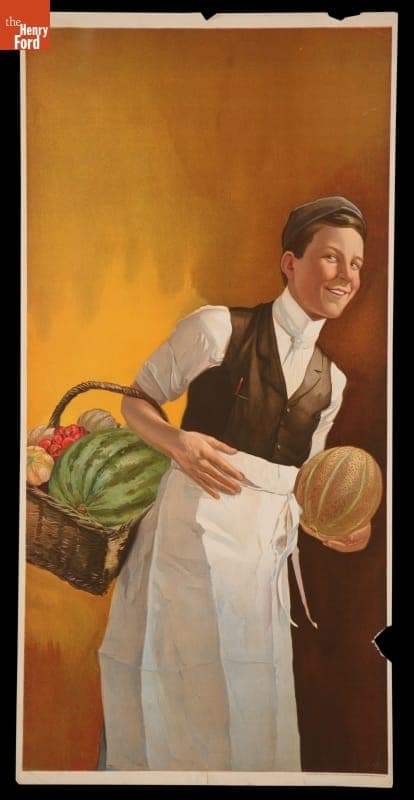 Advertising Poster, Grocery Boy Holding Melons, 1901