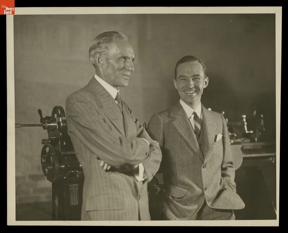 Henry Ford and Edsel Ford at Ford Industrial Exposition in New York City, 1928