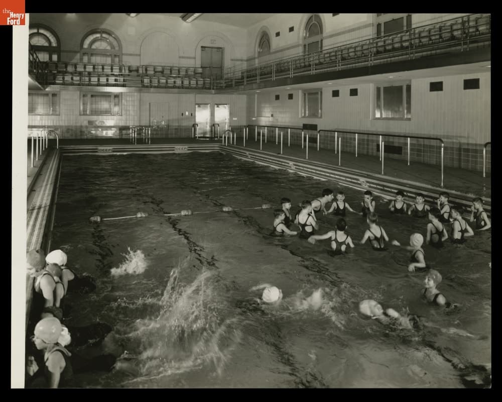 Edison Institute School Students in Swimming Pool at Lovett Hall, 1938