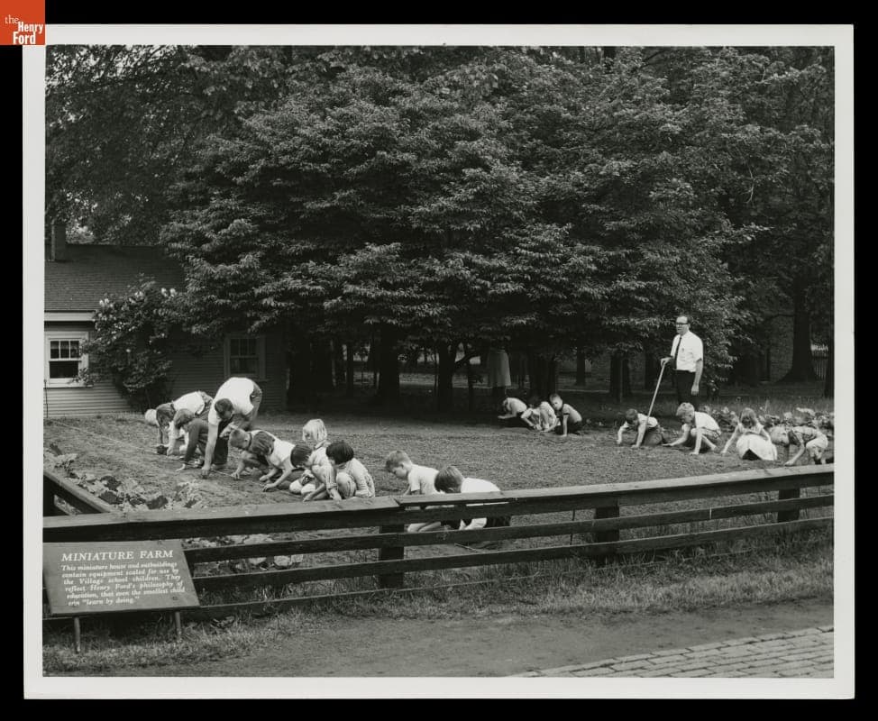 Children Gardening at the Miniature Farm at McGuffey School, Greenfield Village, 1967