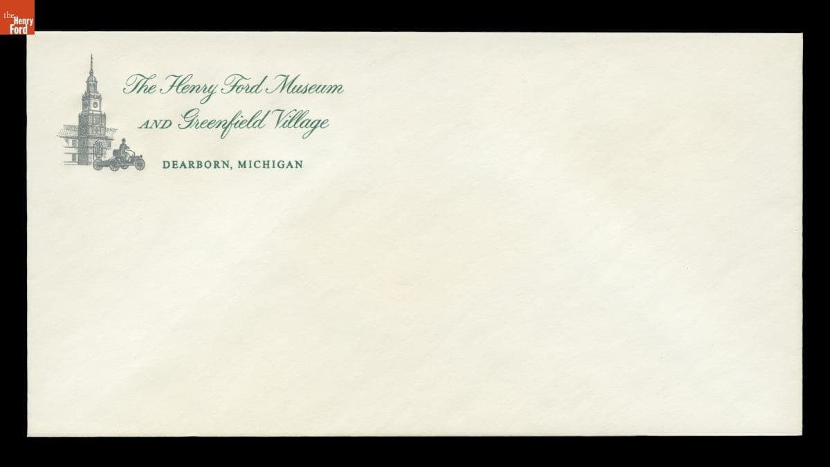 Letterhead Envelope for Henry Ford Museum and Greenfield Village, circa 1985