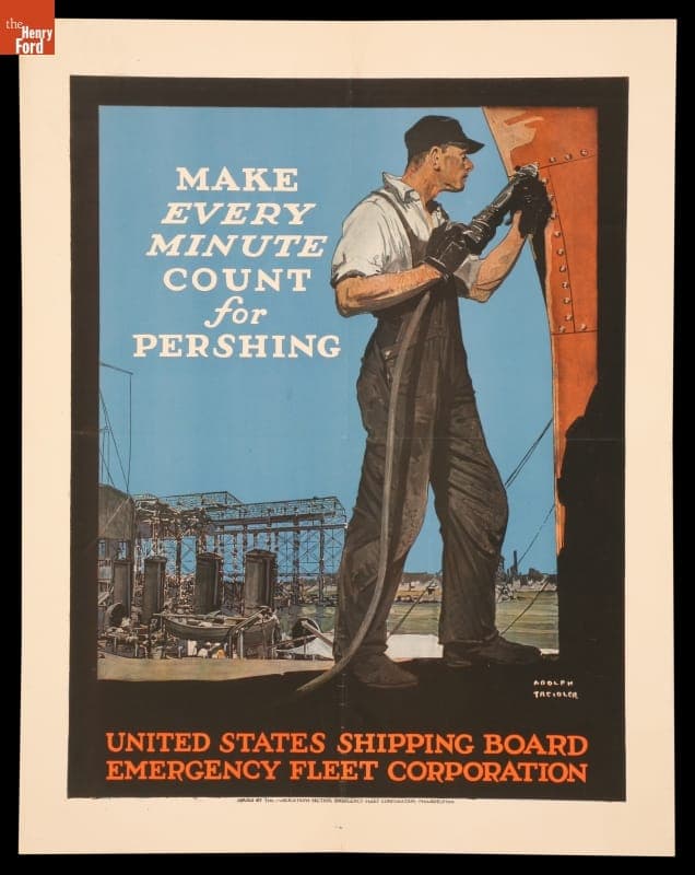 World War I Poster, "Make Every Minute Count for Pershing," 1917