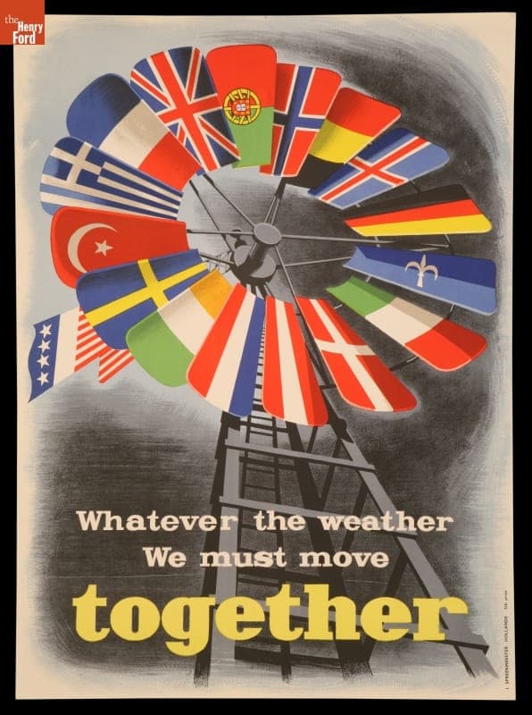 European Recovery Program Poster, "Whatever the Weather, We must move together," circa 1950