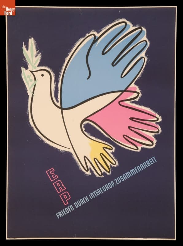 European Recovery Program Poster, "Frieden Durch Intereurop. Zusammerarbeit," circa 1950