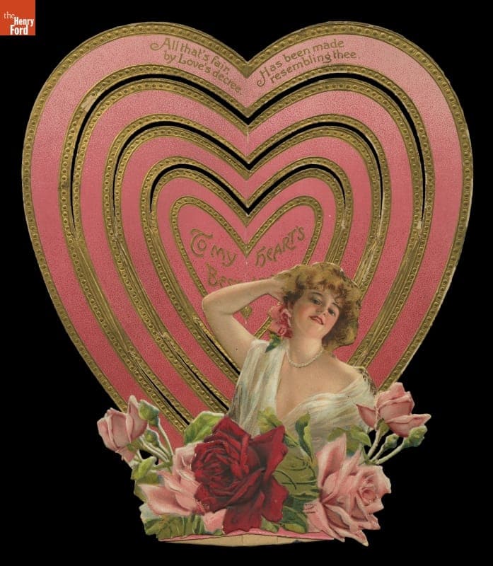 Valentine's Day Fold-Out Greeting Card, "To My Heart's Best Love," circa 1890