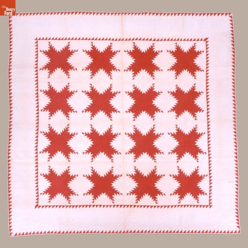 Feathered Star Quilt by Mrs. T. Hall, circa 1890