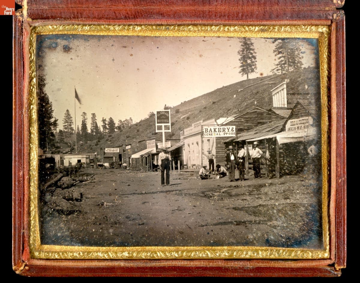 Street Scene of a California Gold Mining Town, about 1850