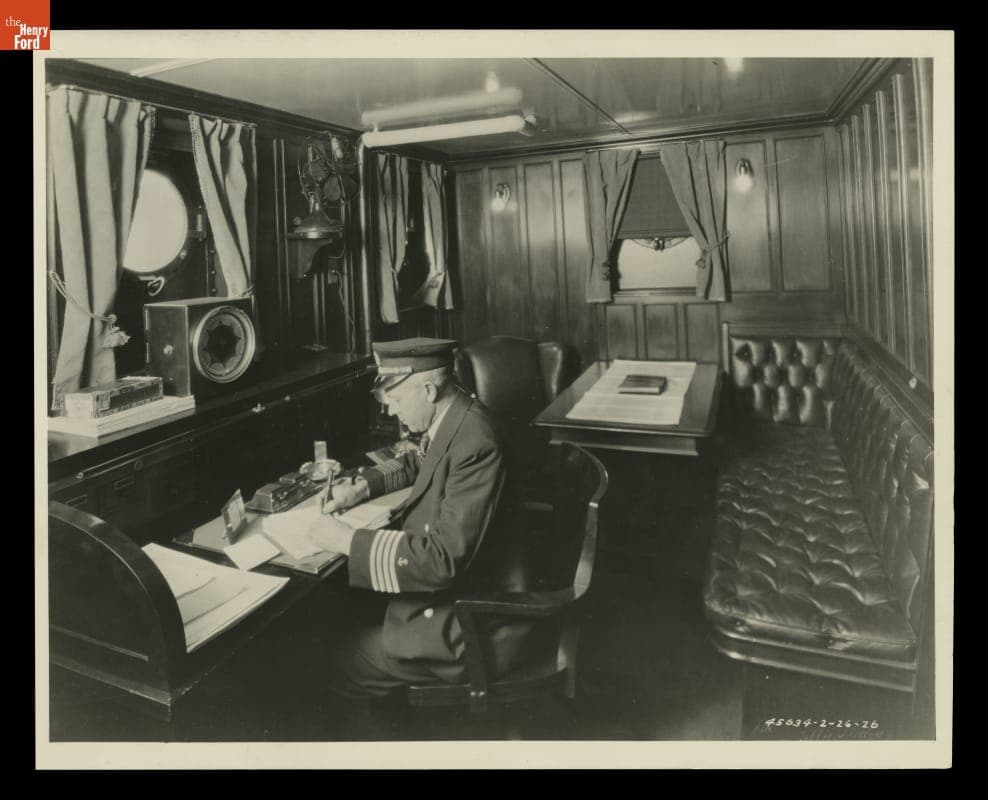 Ford Motor Company Freighter Captain in his Office Onboard Ship, 1926