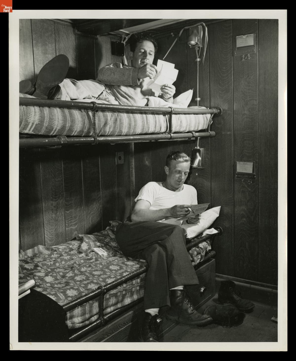 Crew Reading Mail aboard the Ford Motor Company Ship "Henry Ford II," June 1945