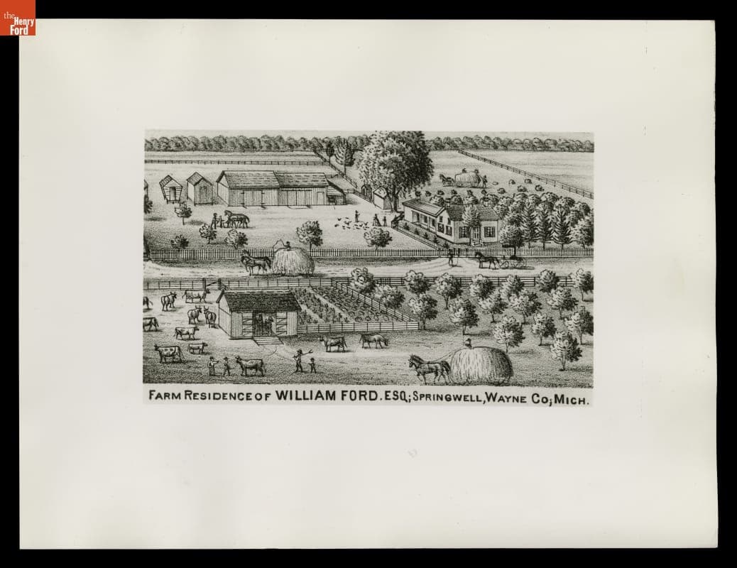 Farm Residence of William Ford, from an 1876 Atlas of Wayne County, Michigan
