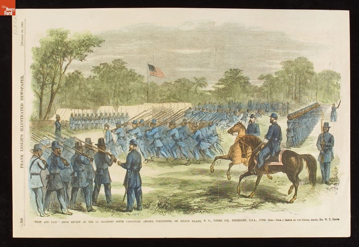 "First and Last Dress Review of 1st Regiment South Carolinian (Negro) Volunteers," 1862