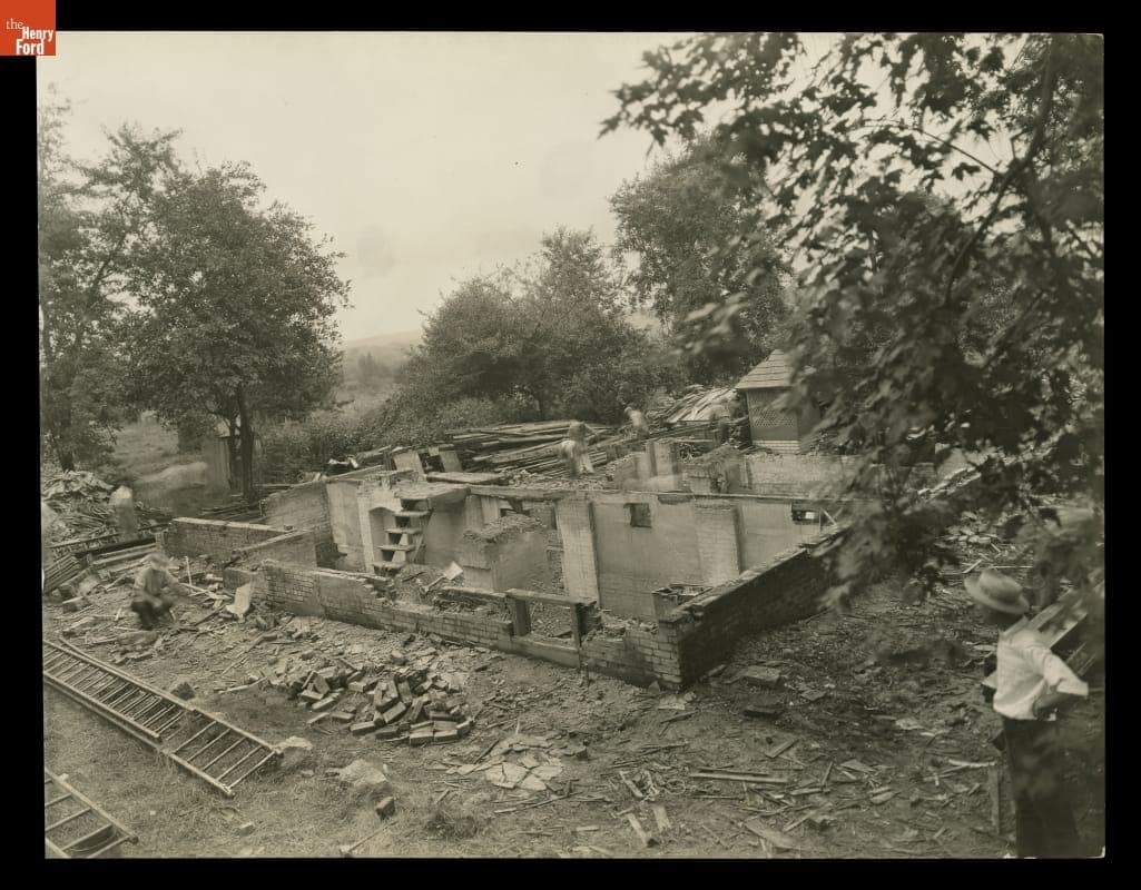 Dismantling Sarah Jordan Boarding House in Menlo Park, New Jersey for Move to Greenfield Village, 1928