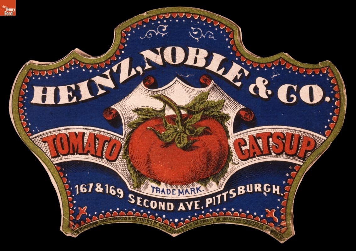 Product Label for Tomato Catsup by Heinz, Noble & Co., 1872-1873