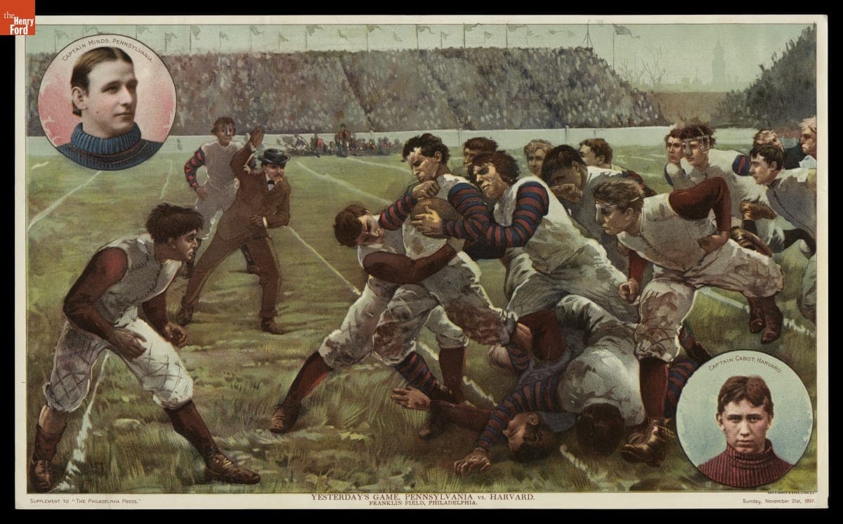 Photolithograph, "Yesterday's Game, Pennsylvania vs. Harvard. Franklin Field, Philadelphia," 1897