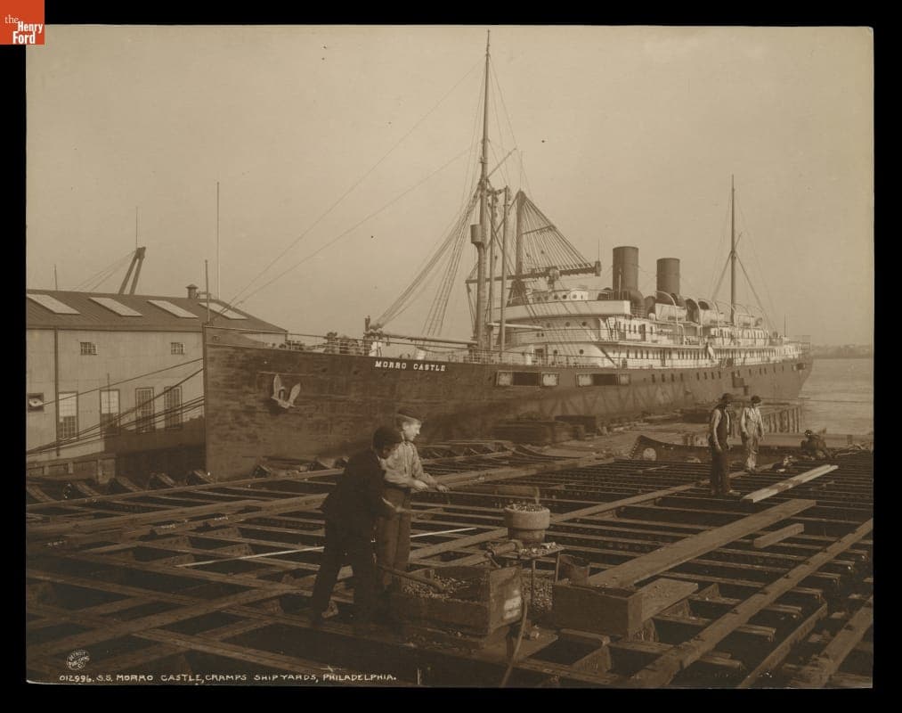 "SS Morro Castle at Cramp Shipyards, Philadelphia," circa 1905