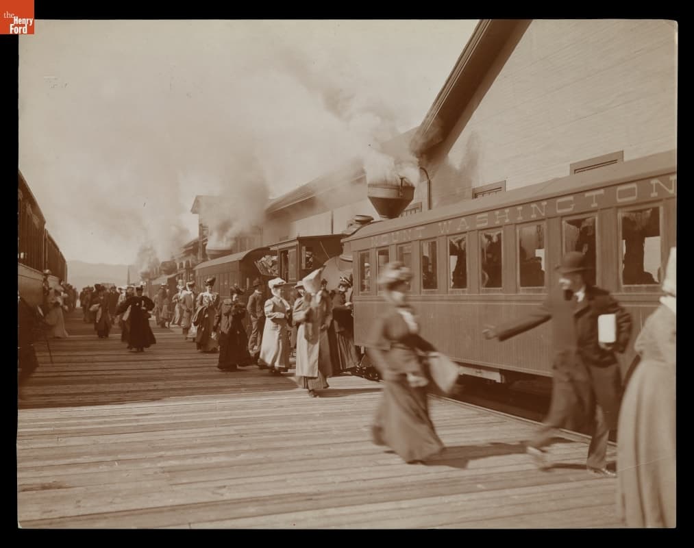 Taking Mount Washington Railway Trains, Base Station, White Mountains, New Hampshire, circa 1910