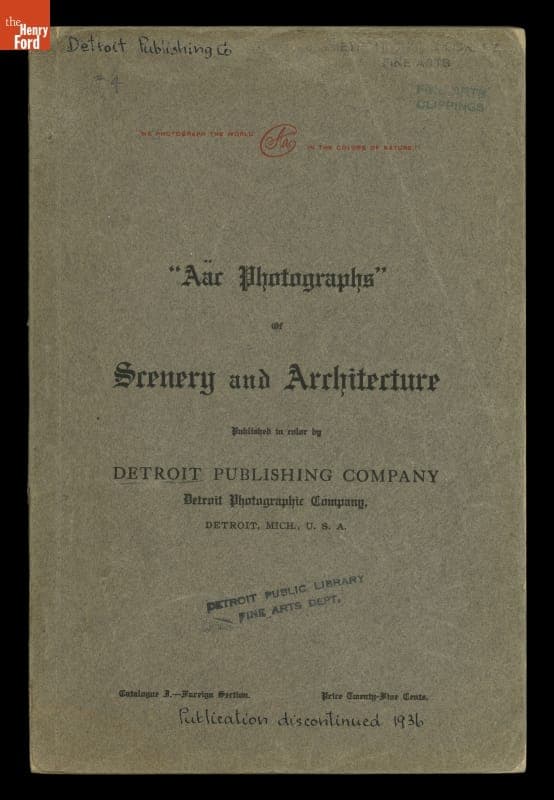 1905 Catalog of Detroit Publishing Co. Photochrom Prints, "Aäc Photographs of Scenery and Architecture"