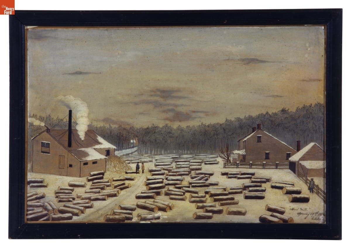 Oil Painting, "Adams Mill" by Celestia Young, January 19, 1856